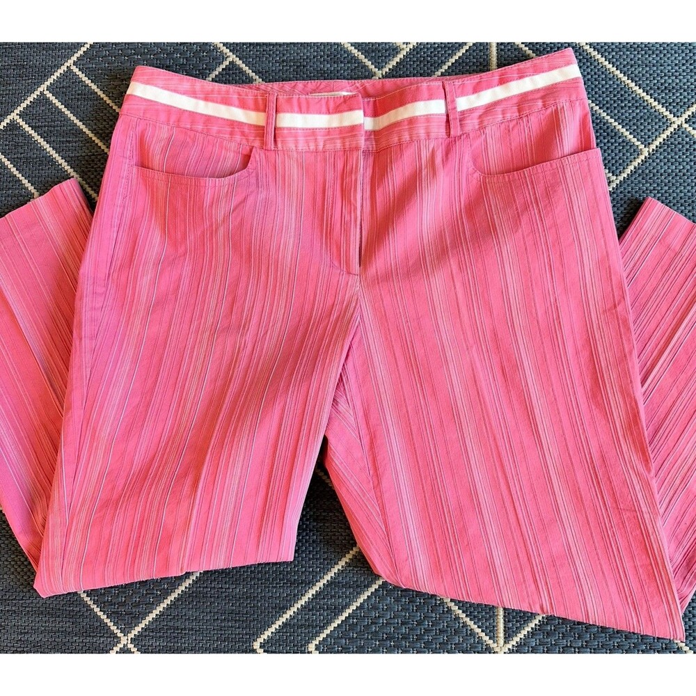 Vintage Talbots Pink Striped Crop Pants Preppy Coastal Grandmacore Size 14 USA